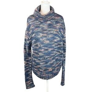 Inhabit‎ Sweater Womens Medium Blue Chunky Knit Space Dye Turtleneck Boho Cozy
